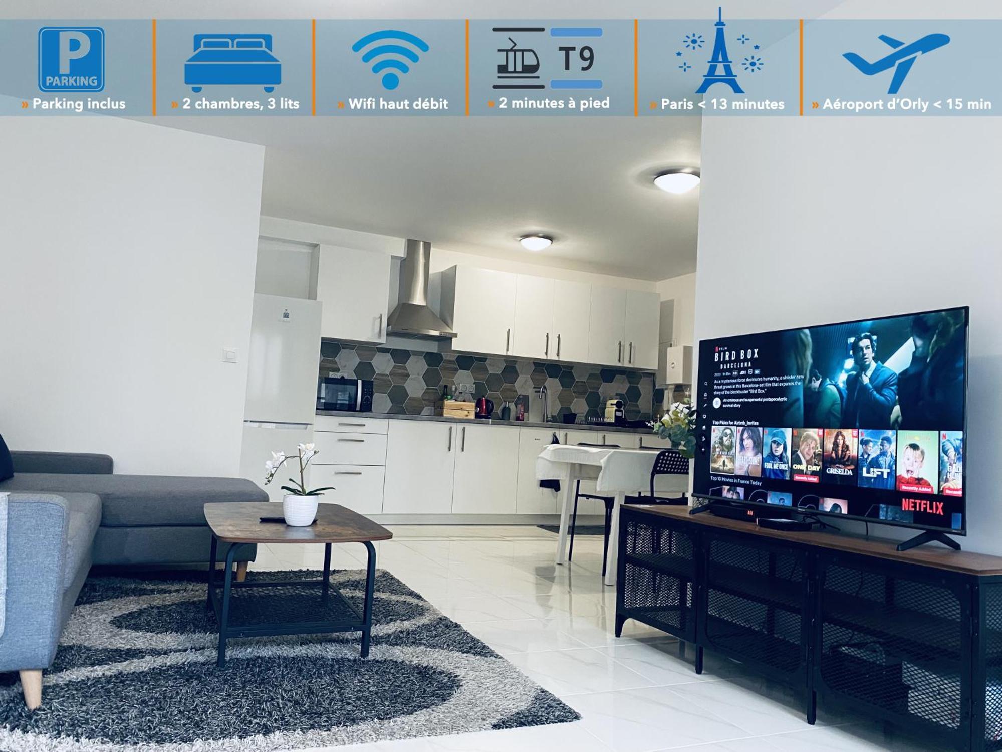 Appartement Parisien Neuf, Moderne Avec Une Grande Salon, 2 Chambres, 4 Lits, Parking Gratuit, 15Min De Paris Et 13 Min Aeroport Orly วิทรี-ซูร์-แซน ภายนอก รูปภาพ